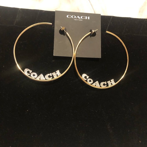 Pave’ Coach Large Hoop earrings Brand New with tags - Picture 7 of 7